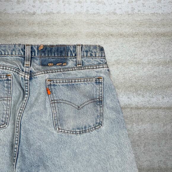 Vintage 90s Orange Tab Levis Jeans 34x30 Slim Fit Light Wash Made in USA Cotton - Picture 3 of 4